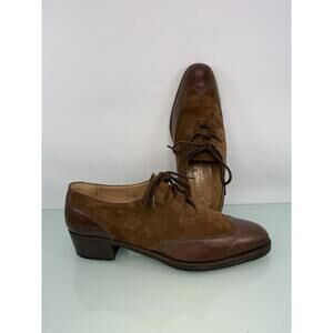 Arthur Beren Gravati Italy Two Tone Brown Suede Leather Wingtip Oxford Shoes 6.5